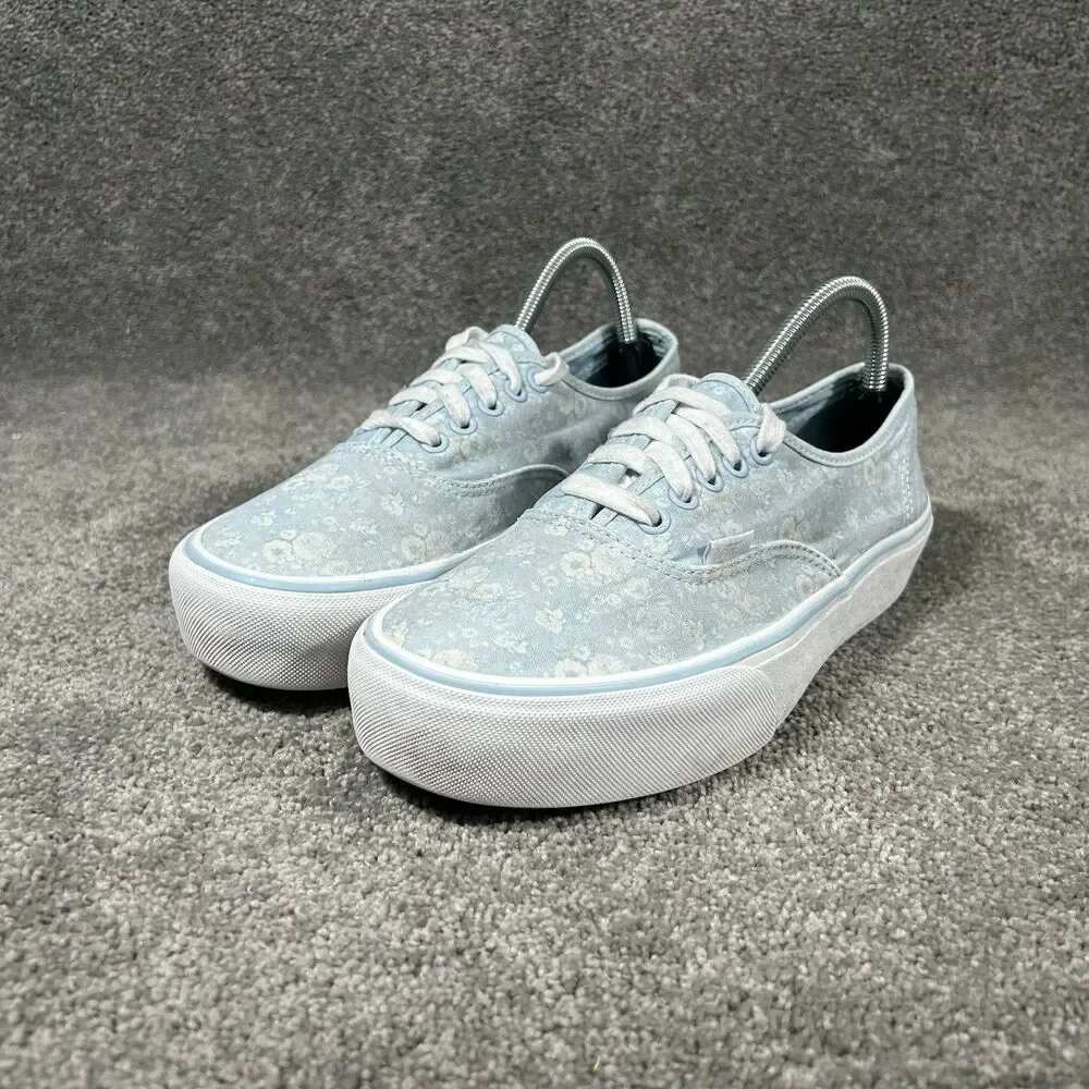 Vans Platform Tonal Women's Size 9.5 Blue Floral Casual Skate Shoes Used